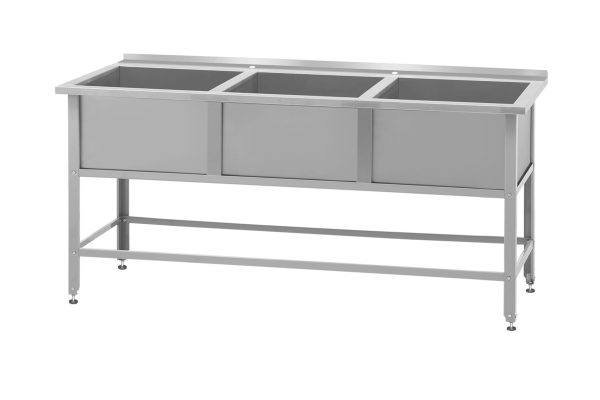 Ванна моечная ВМСб - 530/3 "Base"(полка 2-мя отверстиями,борт)